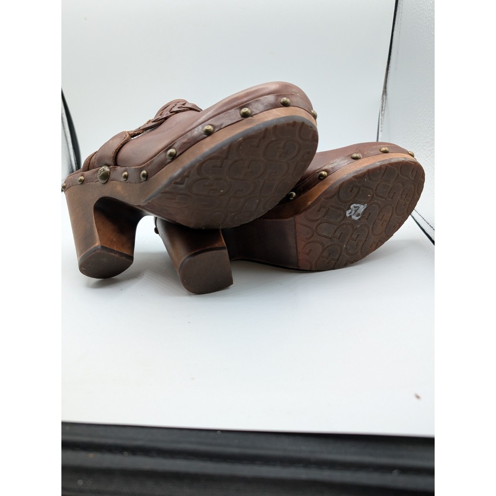 UGG Kaylee leather clogs brown braided strap and stud details Size 7 - Picture 8 of 10